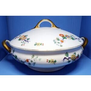 Haviland Limoges France Lidded Bowl Floral Gold Trim Vegetable Or Soup Tureen